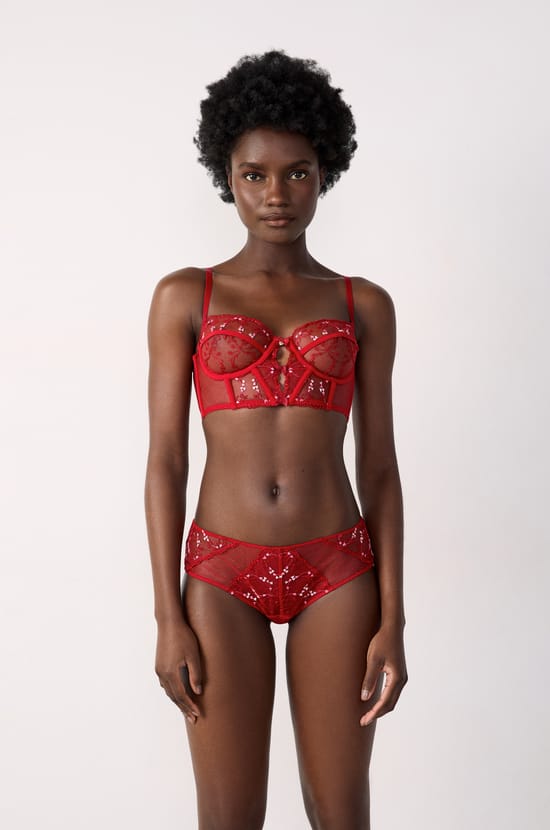 Embroidered Tulle Boyshorts;${refinementColor}