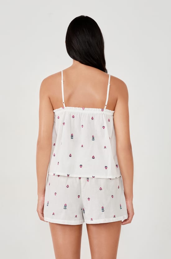 Top de pyjama à imprimés en coton;${refinementColor}