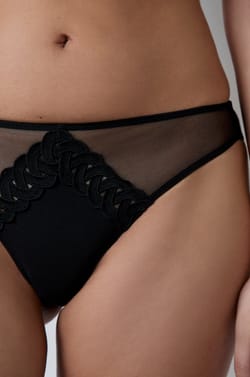 Embroidered Tulle Tanga;${refinementColor}