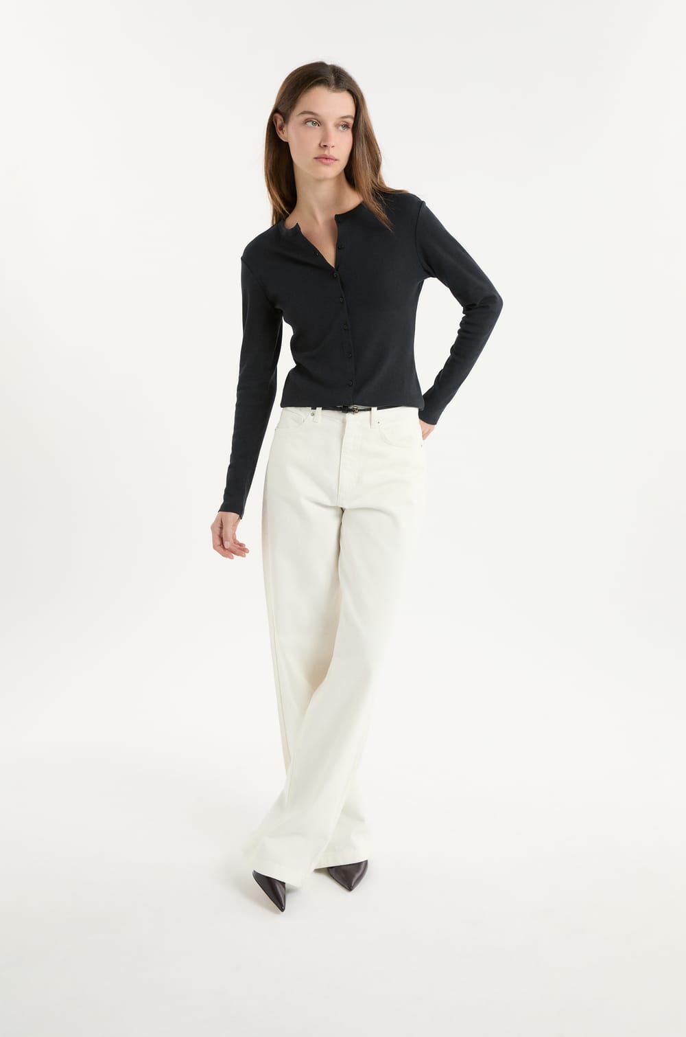 Wide-leg cotton jeans;${refinementColor}