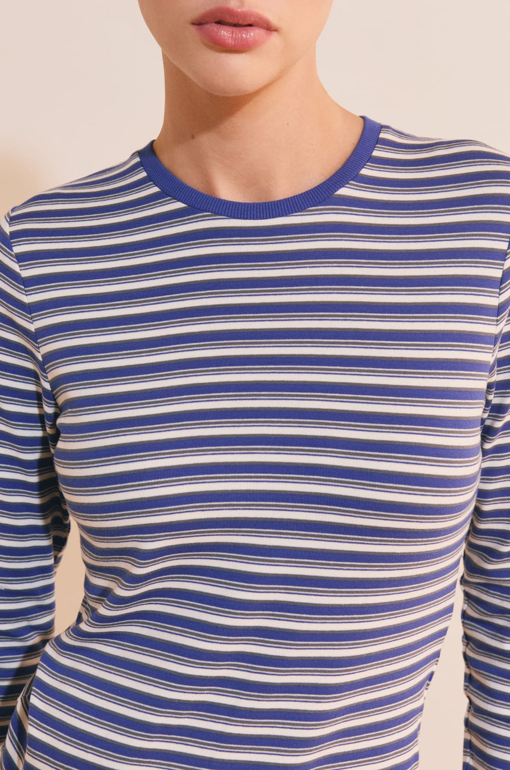 T-shirt &agrave; rayures en coton;${refinementColor}