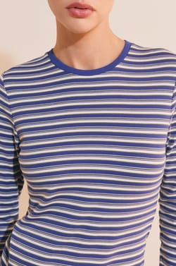T-shirt &agrave; rayures en coton;${refinementColor}