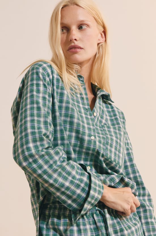 Chemise manches longues &agrave; carreaux en coton ;${refinementColor}