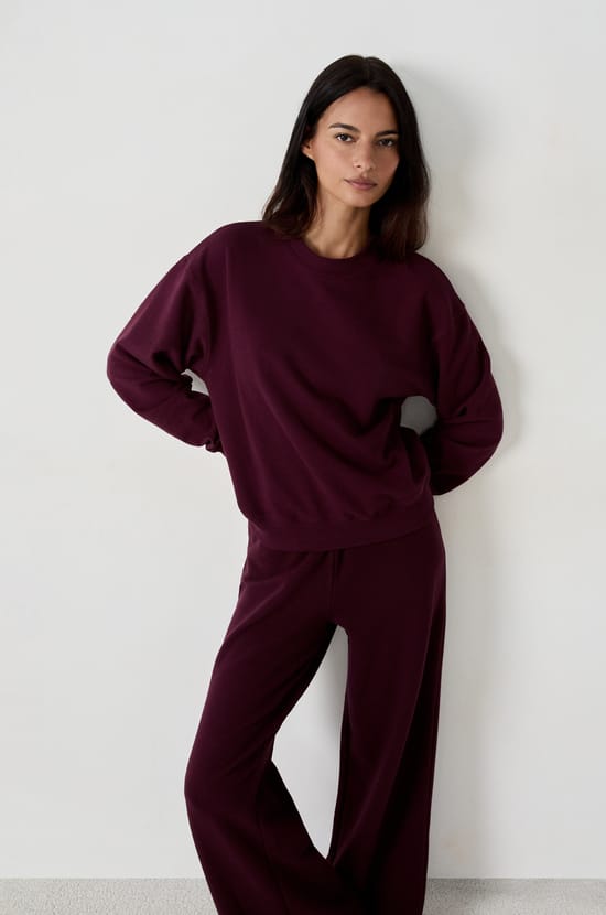 Sweatshirt col rond en coton;${refinementColor}