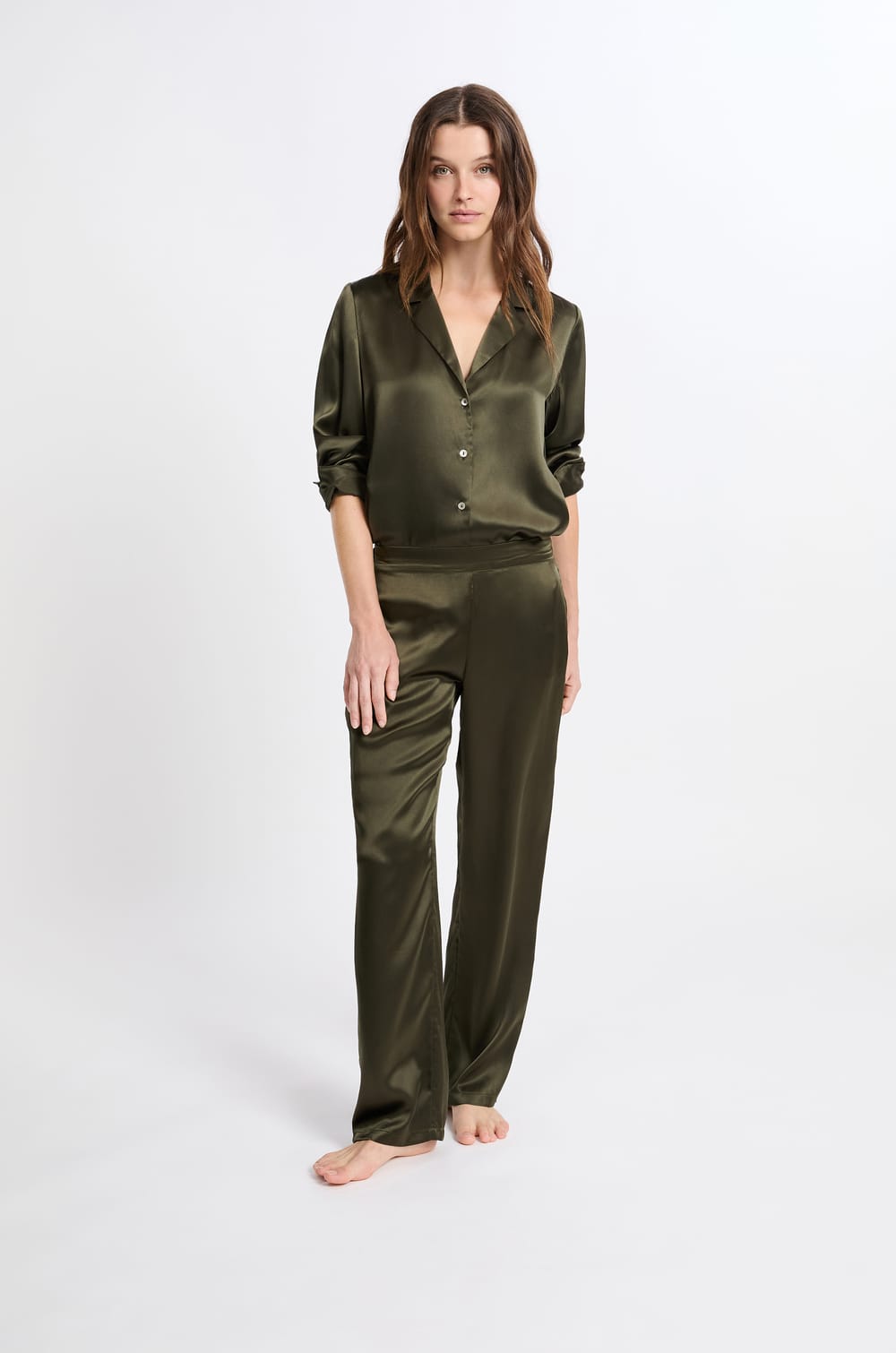 Pantalon de pyjama en soie;${refinementColor}
