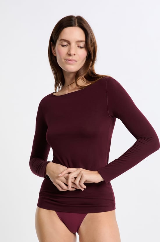 Boat-Neck Thermal T-Shirt;${refinementColor}