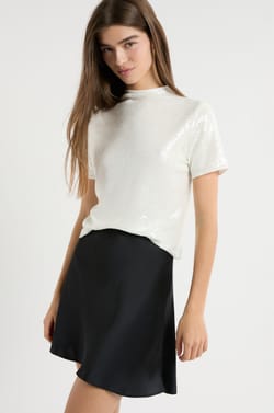 Short-sleeved sequin T-shirt;${refinementColor}