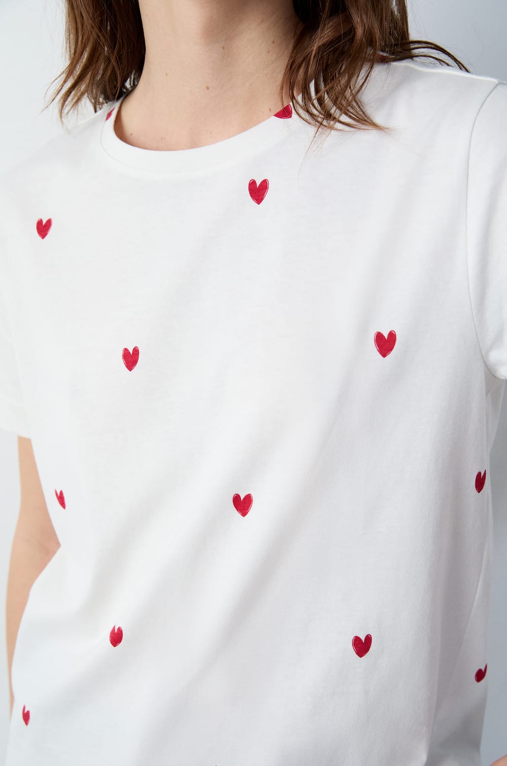 Heart print cotton T-shirt;${refinementColor}