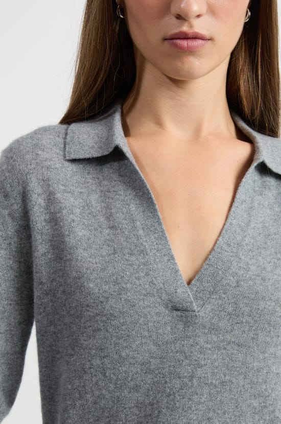 Pull col polo en cachemire;${refinementColor}