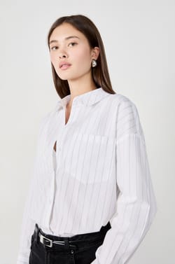 Chemise à rayures en coton;${refinementColor}