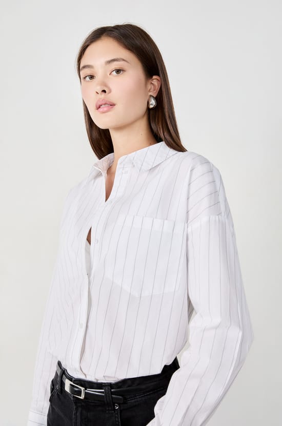 Chemise à rayures en coton;${refinementColor}