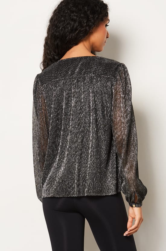 Chemise col V à paillettes;${refinementColor}