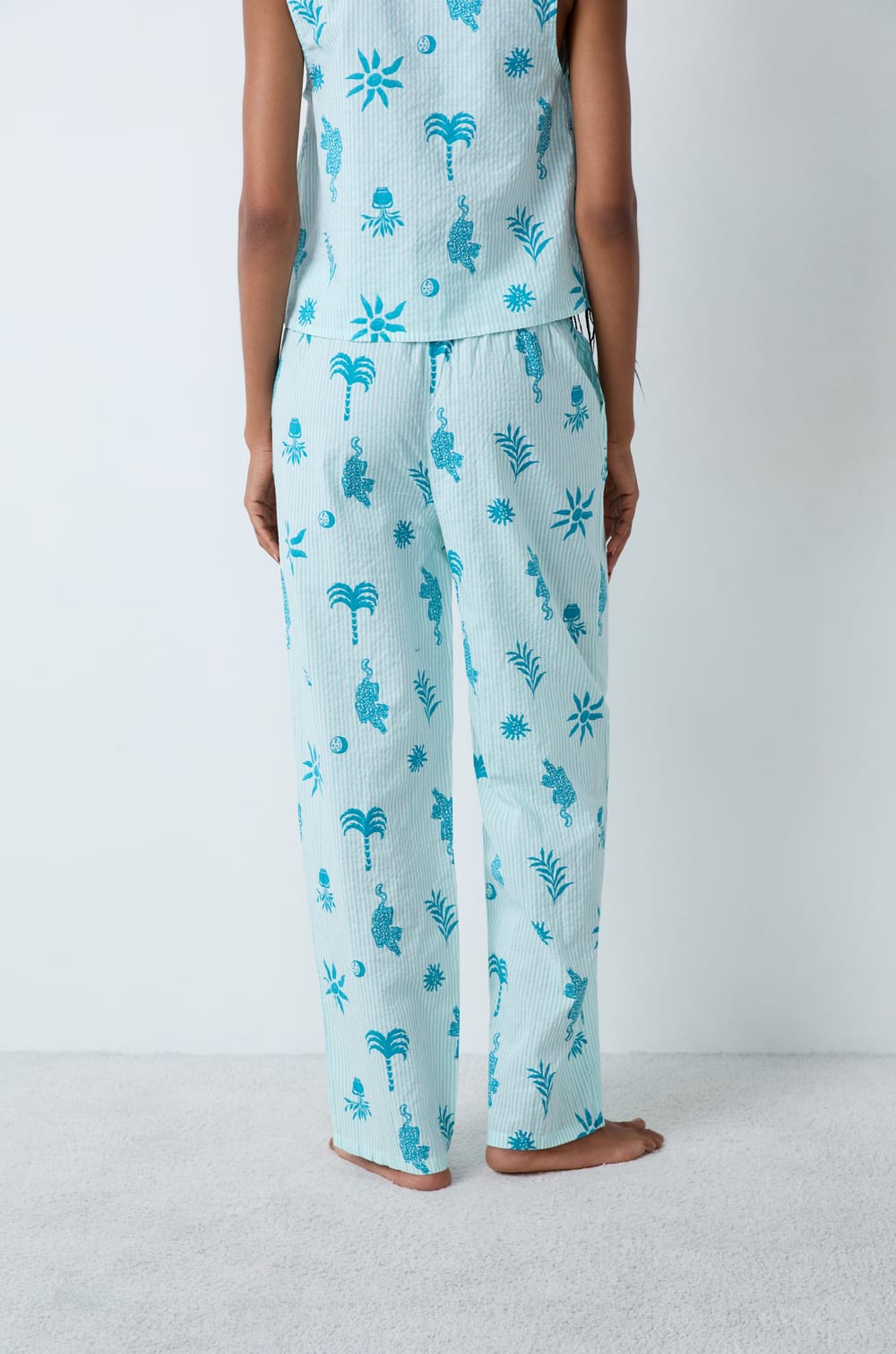 Pantalon de pyjama en coton &agrave; motifs;${refinementColor}