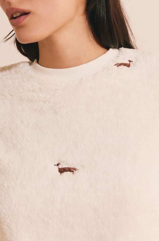Sweat polaire &agrave; motifs teckel;${refinementColor}