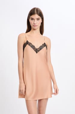 Satin Nightdress with Lace Details;${refinementColor}