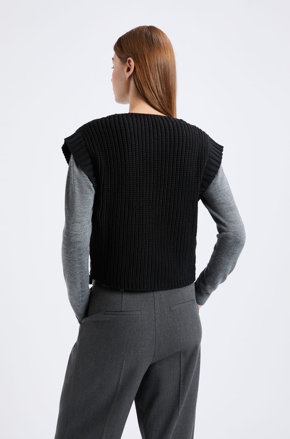 Gilet sans manches grosse maille;${refinementColor}