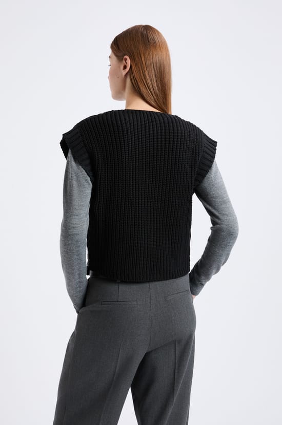 Gilet sans manches grosse maille;${refinementColor}