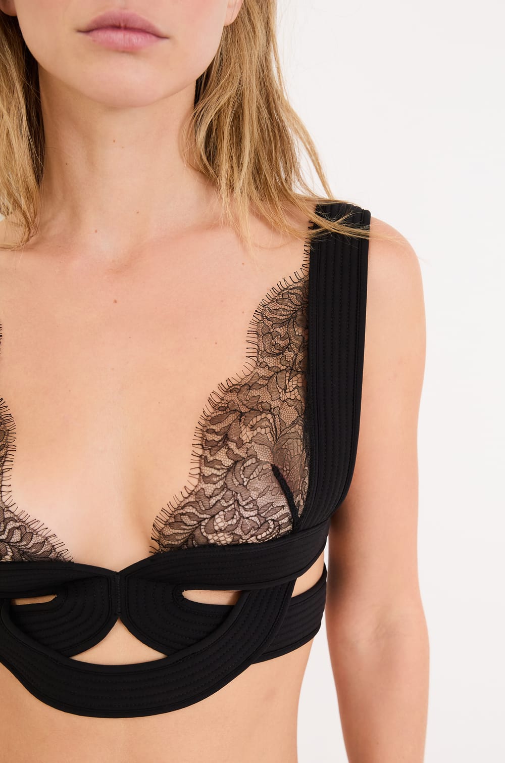 Lace bustier bralette bra;${refinementColor}