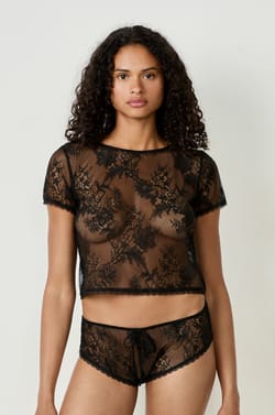 Top de manga corta bordado;${refinementColor}