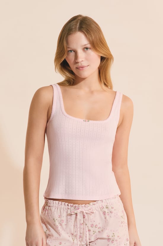 D&eacute;bardeur de pyjama en pointelle;${refinementColor}