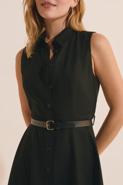 Robe courte sans manches avec lin;${refinementColor}