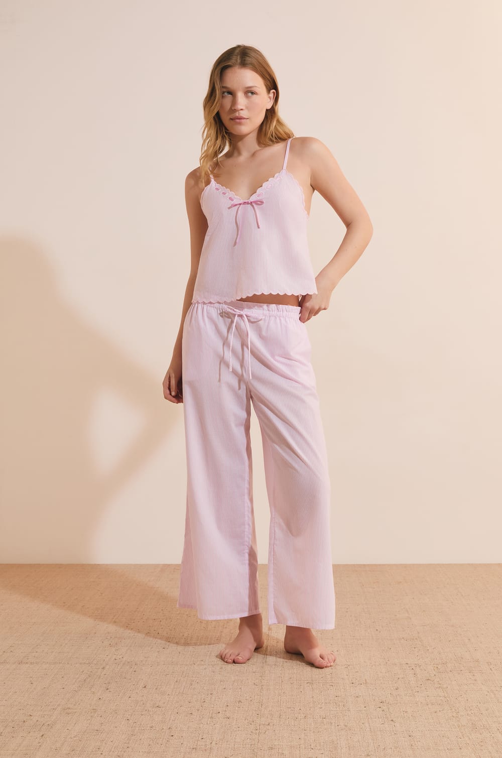 Top de pijama a rayas de algod&oacute;n;${refinementColor}