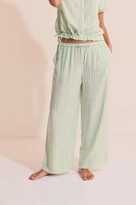 Pantalon &agrave; carreaux avec motif citron;${refinementColor}