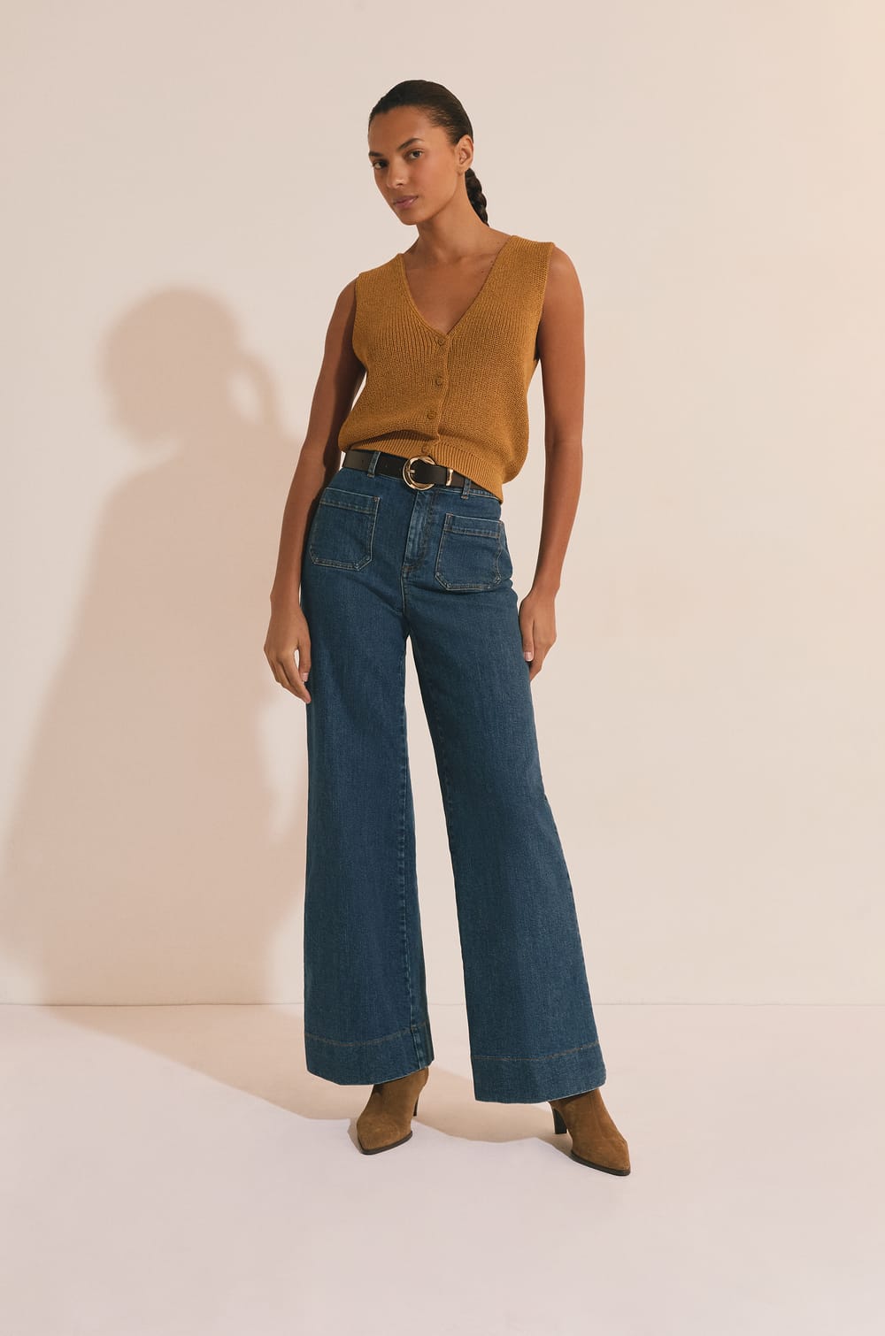 Pull cardigan sans manches avec coton;${refinementColor}