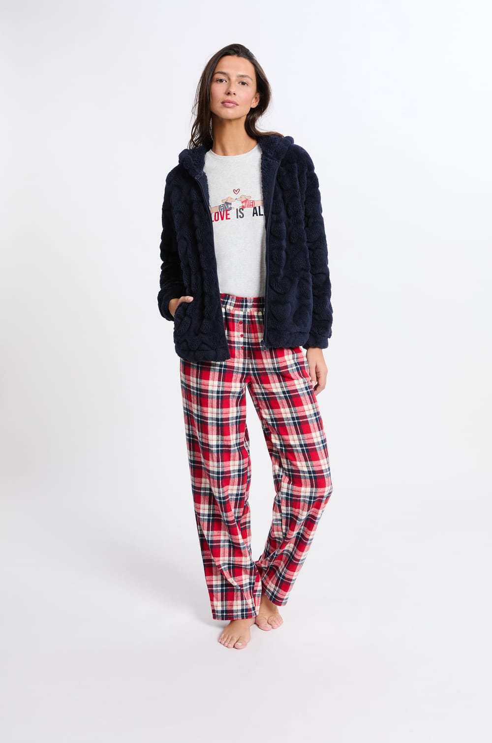 Conjunto de pijama de 3 piezas con estampado y algod&oacute;n;${refinementColor}