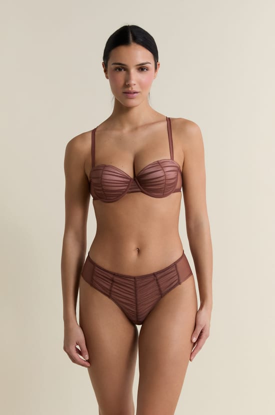 Soutien-gorge balconnet coques fines en tulle;${refinementColor}