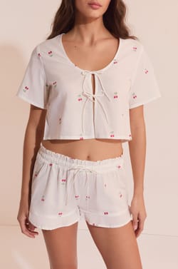 Short de pyjama en coton &agrave; motifs cerises;${refinementColor}