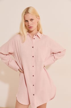 Katoenen nachthemd met ruitjes;${refinementColor}