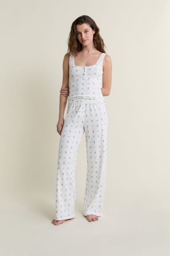 Pantalon de pyjama en pointelle;${refinementColor}