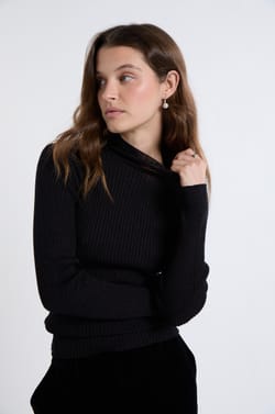 Pull en tricot irisé à col montant;${refinementColor}