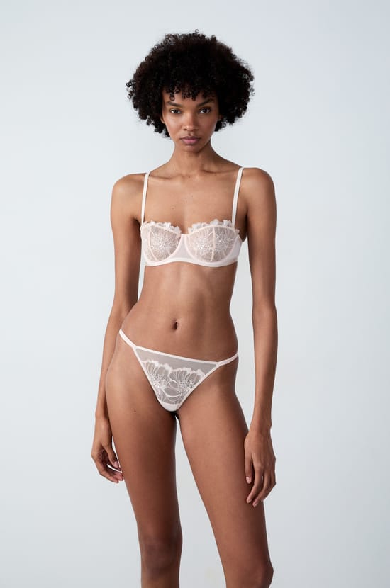 Embroidered Tulle Thong;${refinementColor}