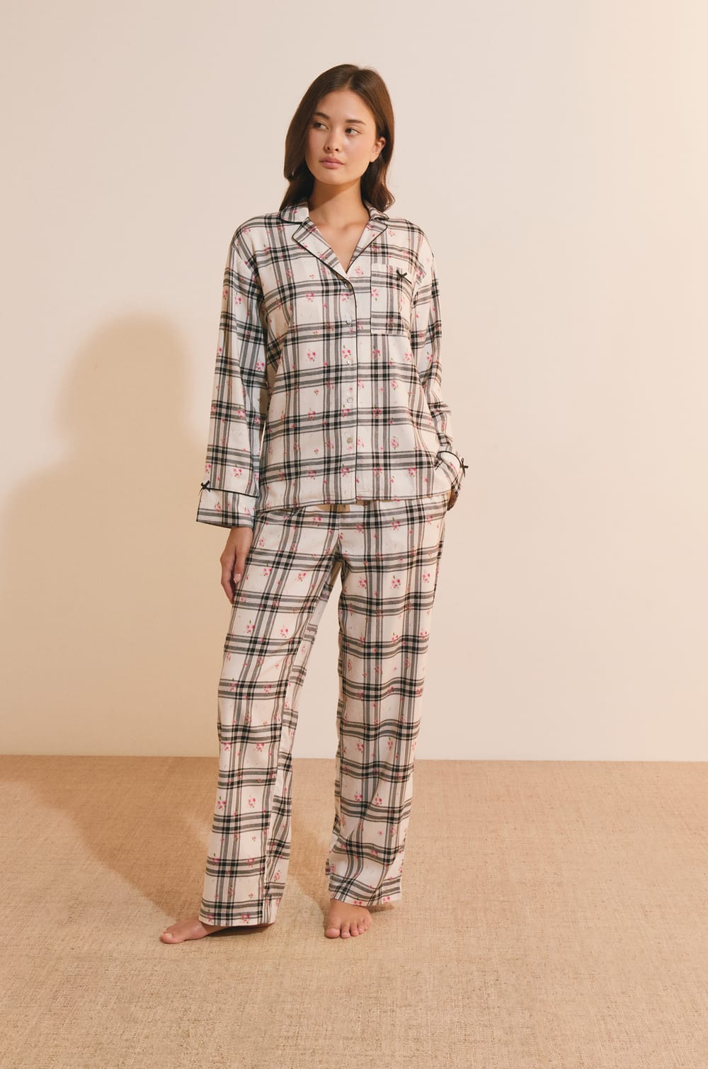 Chemise de pyjama &agrave; carreaux avec coton;${refinementColor}