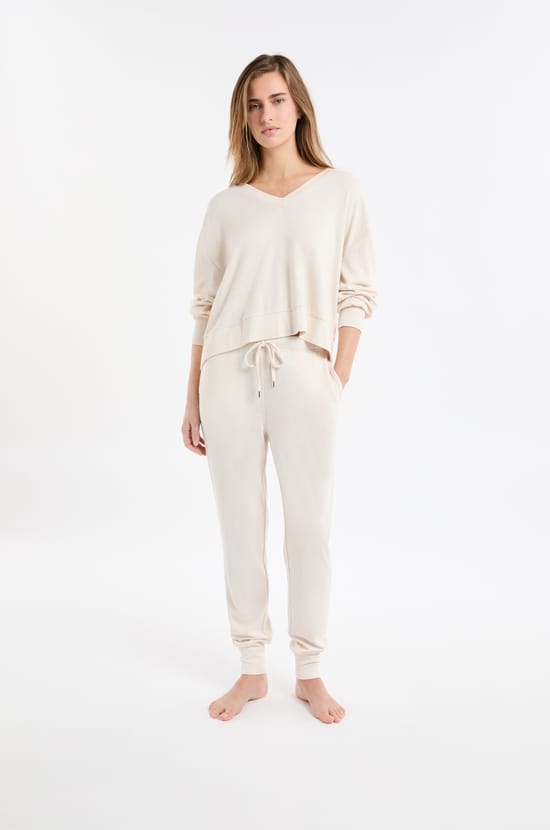 Sweatshirt de pyjama col V;${refinementColor}