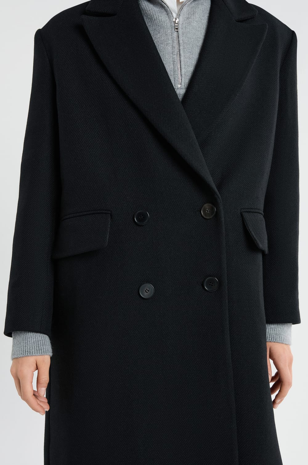 Manteau long coupe droite avec laine;${refinementColor}