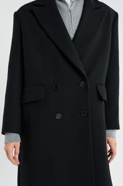 Manteau long coupe droite avec laine;${refinementColor}