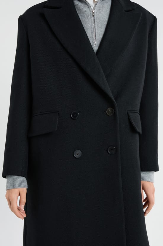 Manteau long coupe droite avec laine;${refinementColor}