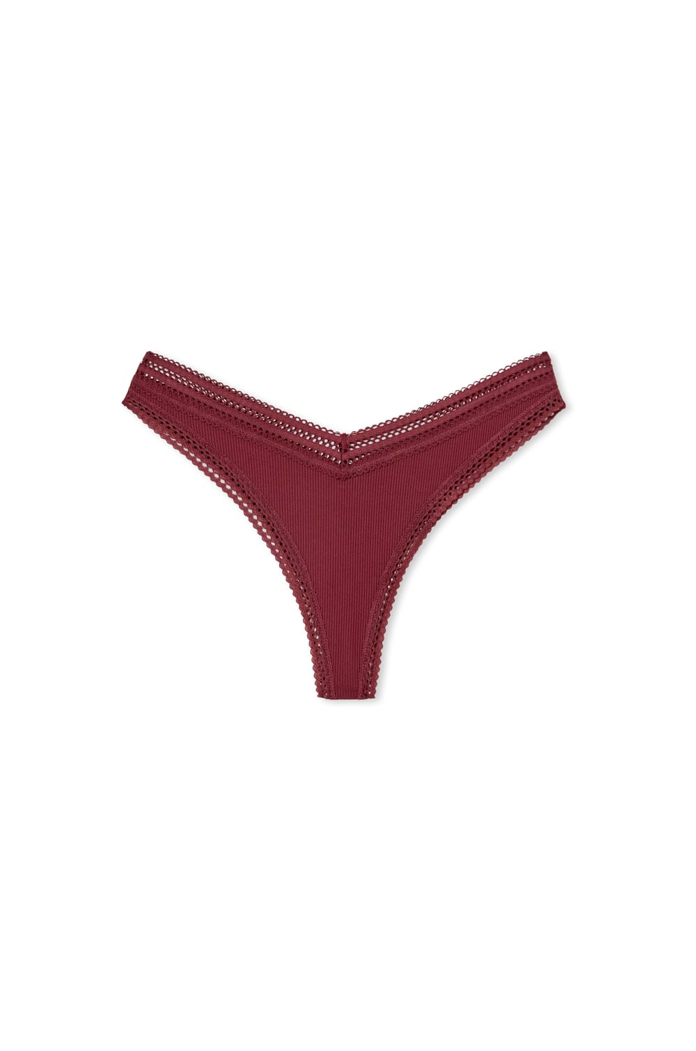 Tanga V-shape en microfibre et dentelle;${refinementColor}