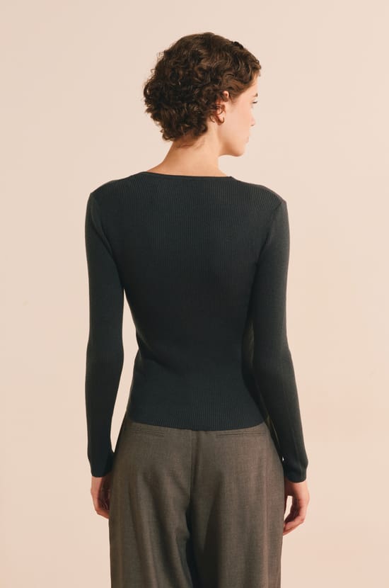 Cardigan c&ocirc;tel&eacute; &agrave; col V avec laine;${refinementColor}