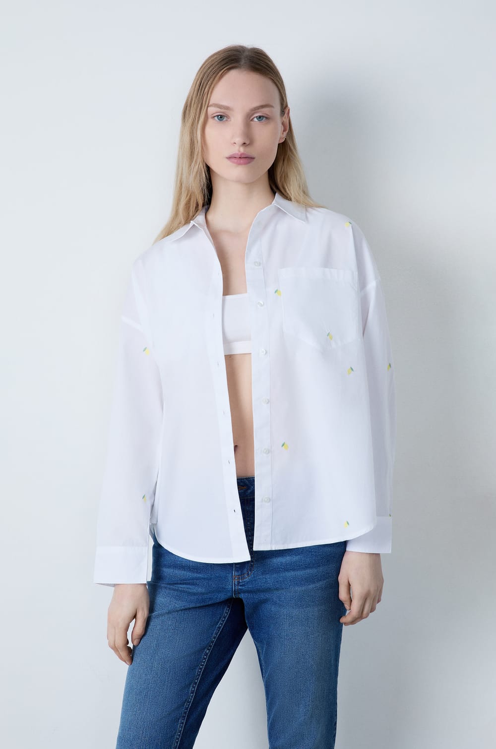 Lemon Embroidery Shirt;${refinementColor}