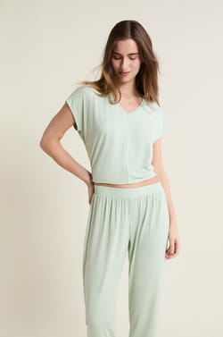 Pantal&oacute;n de pijama liso de modal;${refinementColor}