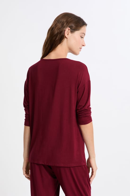 Camiseta de pijama de manga larga de modal;${refinementColor}