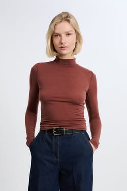 T-shirt manches longues col montant avec laine;${refinementColor}