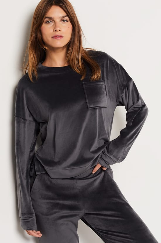 Sweat de pyjama en velours;${refinementColor}