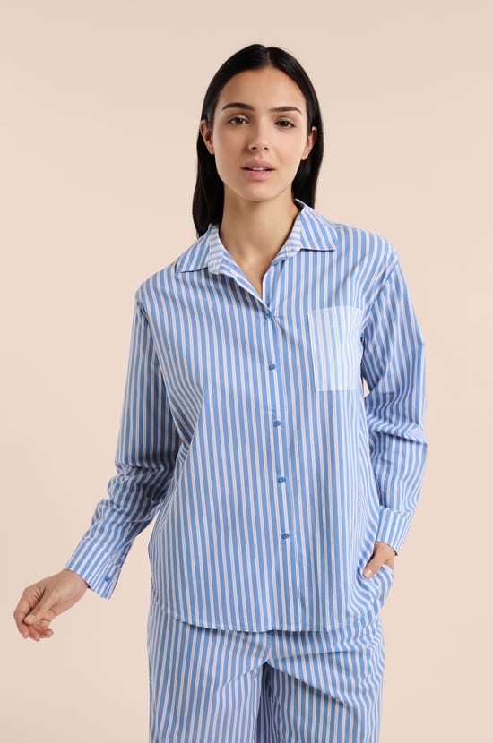 Striped Pyjama Shirt;${refinementColor}