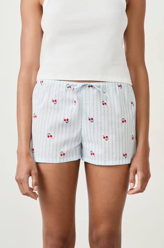Short de pyjama en coton à motifs;${refinementColor}