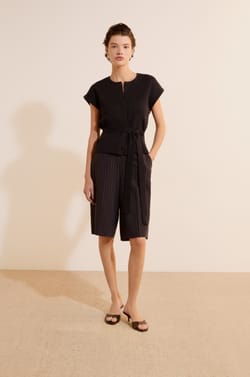 Cardigan &agrave; manches courtes avec lien &agrave; nouer;${refinementColor}